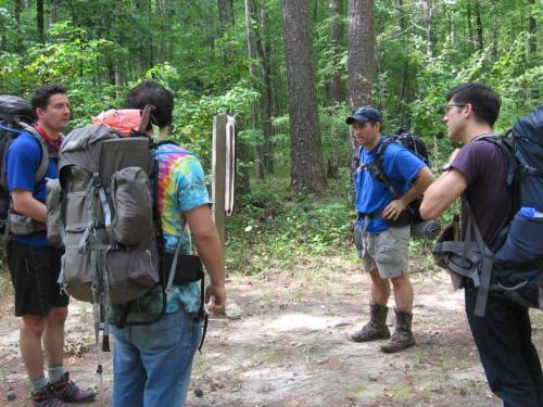 Taking a rest during our September Cheaha backpacking trip. 