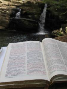 Soaking in a little of God's word near Cheaha Falls.